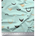 thumbnail image 1 of Soimoi Green Poly Georgette Fabric Mustache Face Print Fabric by The Yard 52 Inch Wide, 1 of 3