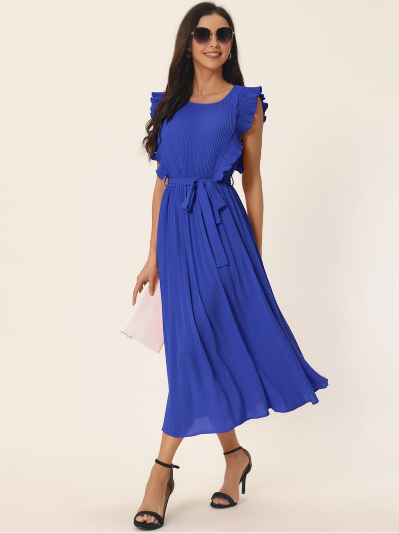 knee length dresses for ladies Royal Blue Smocked Maxi Dress - All Dresses