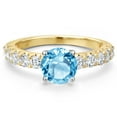thumbnail image 3 of Gem Stone King 14K Two Tone Gold Swiss Blue Topaz and Lab Grown Diamond Engagement Ring for Women | 2.30 Cttw | Round 7MM | Gemstone November Birthstone | Size 8, 3 of 6