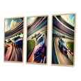 thumbnail image 3 of Designart "Last Lap at Daytona I" Modern Framed Wall Art Set Of 3 - Green Cars Race Car Frame Canvas Set For Living Room Decor, 3 of 6