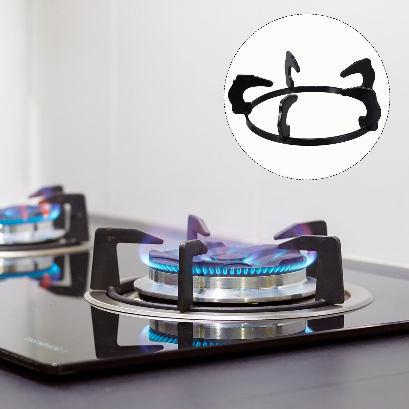 WHAMVOX Universal Wok Ring Black Cast Iron 2Pcs 7.9x7.9in