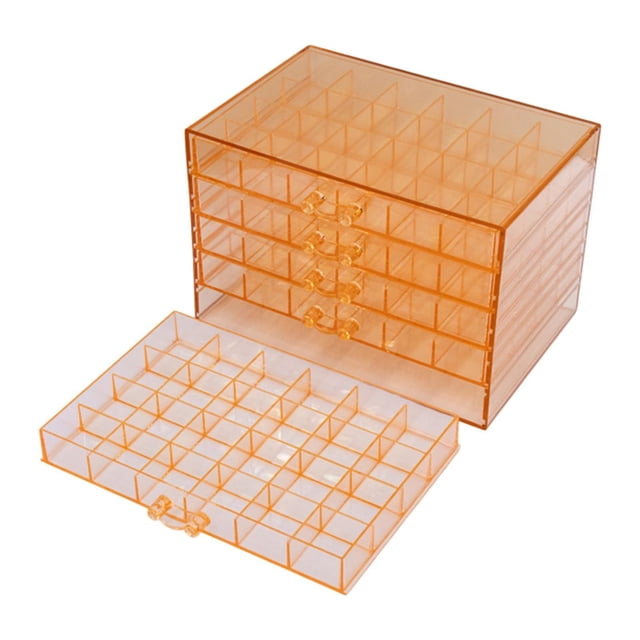 Organizador de joyas Caja de almacenamiento de uñas con cajones 120 cuadrículas Case de contenedores para anillos de escritorio de tocador brillara de Naranja
