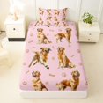 thumbnail image 3 of Homewish Funny Golden Retriever Twin Sheets,Dog Paws Bone Bedding,Pink,3 Pieces,1 Fitted Sheet and 1 Pillowcase, 3 of 6