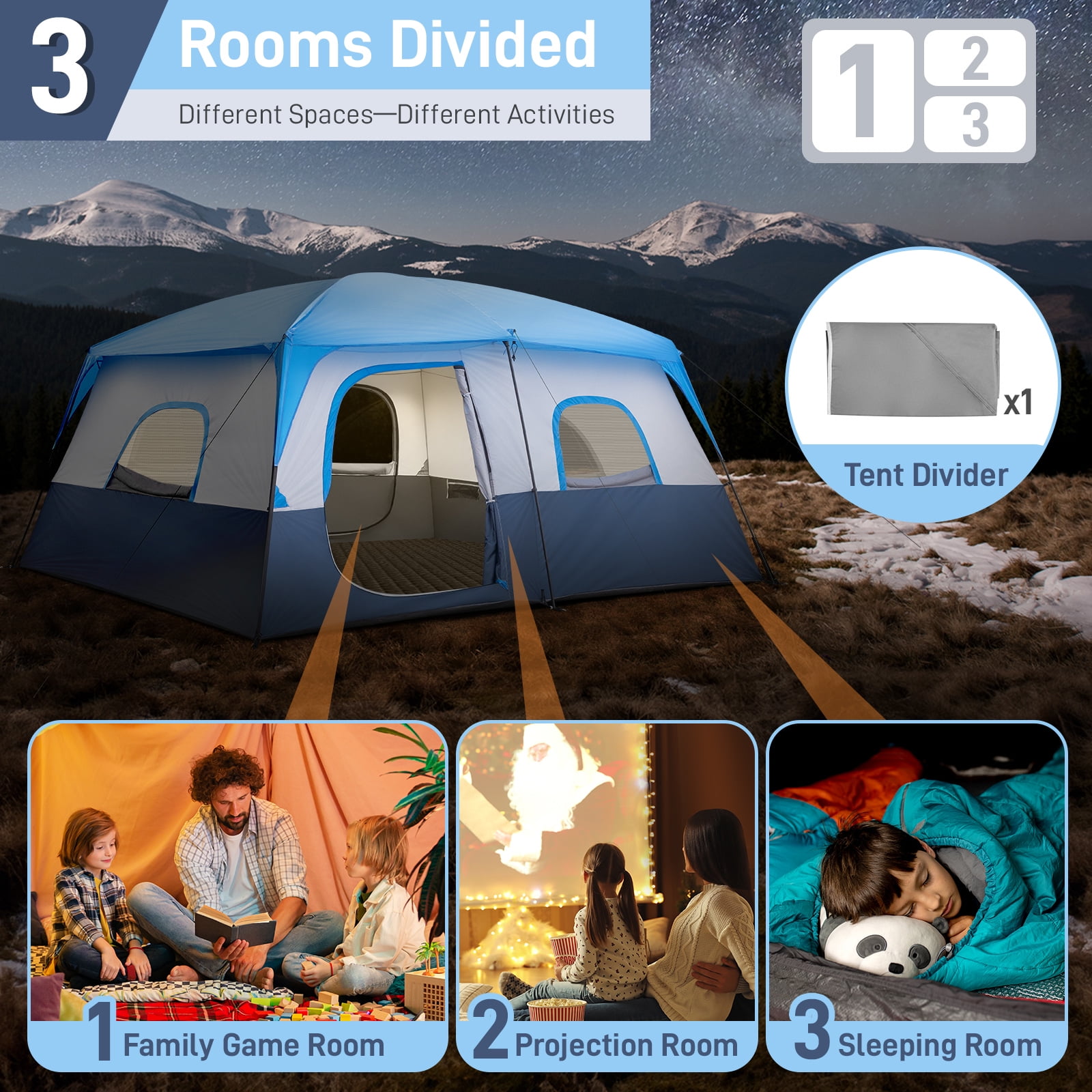 Ktaxon 14-Person Family Tent with Organizer for Camping Gear Portable Cabin Tent with Spacious Interior and Carry Bag