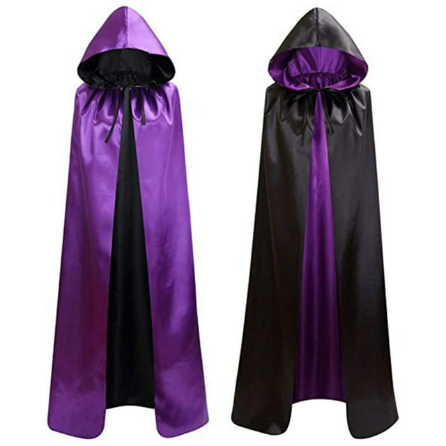 Cape d'Halloween Réversible Décorative à Capuche, Cape de Fête, Costume, Cape pour Adultes