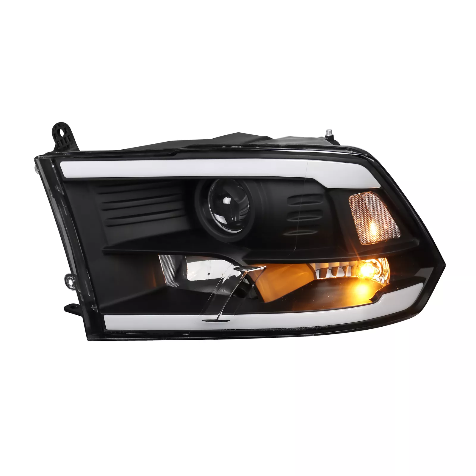 MOSTPLUS Pair LED DRL Black Headlights for 2009-2018 Dodge Ram 1500 2500 3500 Halogen