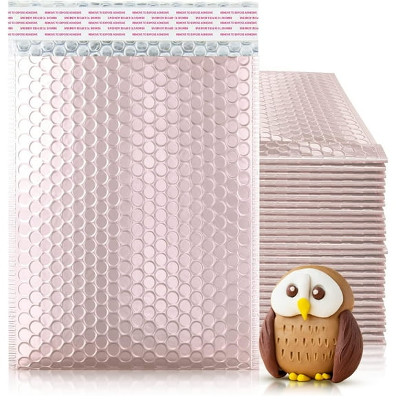25 Pack Rose Gold Bubble Mailers 6.5 x 9 Metallic Padded Envelopes Self Seal