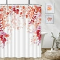 thumbnail image 3 of Red Shower Curtains Bathroom - Eucalyptus Leaf Plant Shower Curtain with 12 Hooks, Floral Shower Curtain Inspired by Nature for Bathroom Decoratin-72x78, 3 of 6