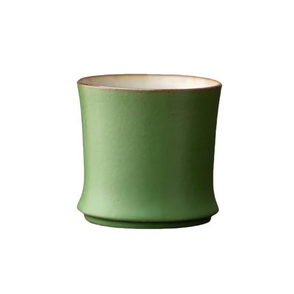Zlinib Green ceramic coffee cups (6*6*5.7cm,90ML), 1/3/6 piece set of bamboo-joint bamboo segment hot tea cups, latte, cappuccino, mocha, cocoa cups. It is suitable for tea parties and family gatheri