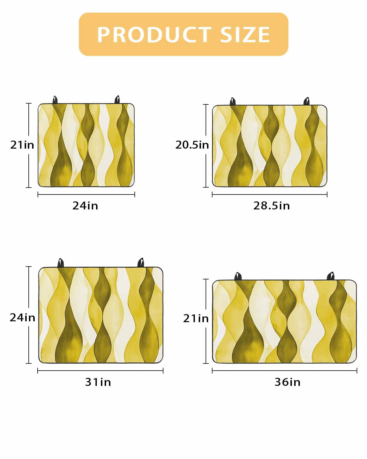 nqOlkjepod Large Induction Cooktop Protector Mat 24"x21", Yellow Stripes Stove Top Covers for Electric Stove, Retro Farmhouse Gradient Ripple Pattern Stove Burner Cover Mats, Glass Top Stove Cover