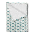thumbnail image 2 of Ocean Soft Flannel Fleece Blanket, Bold Half Circles Sea Inspired Theme Waves Simplistic Retro Design Maritime Print, Cozy Plush for Indoor and Outdoor Use, 50" x 70", Sky Blue White, by Ambesonne, 2 of 5