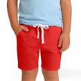 thumbnail image 5 of Boys' Cotton Shorts with Pockets Drawstring Elastic Waist Summer Lounge Shorts Kids Solid Jogger Sweatshorts (3-4 Years, Red), 5 of 7