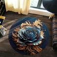 thumbnail image 4 of Futuristic Grid Round Area Rug, neon cyber pattern circle carpet for media room or bedroom, soft washable non-slip floor mat, sci-fi décor statement, 4 of 6