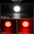 thumbnail image 3 of 2Pcs 4 Inch Round Red Stop Turn Tail Lights and White Backup Lights Kit 19 Diodes w/Rubber Grommets & 3-Prong Wire Pigtails, Red/White Round Led Truck Trailer Tail Lights and Reverse Lights, 3 of 5