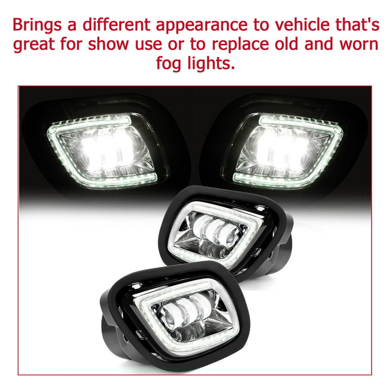 Full LED Fog Lights Compatible with 2008-2017 Freightliner Cascadia Fog  Lamps Pair Replacement for A06-51909-000 A06-51909-001 A06-51908-000