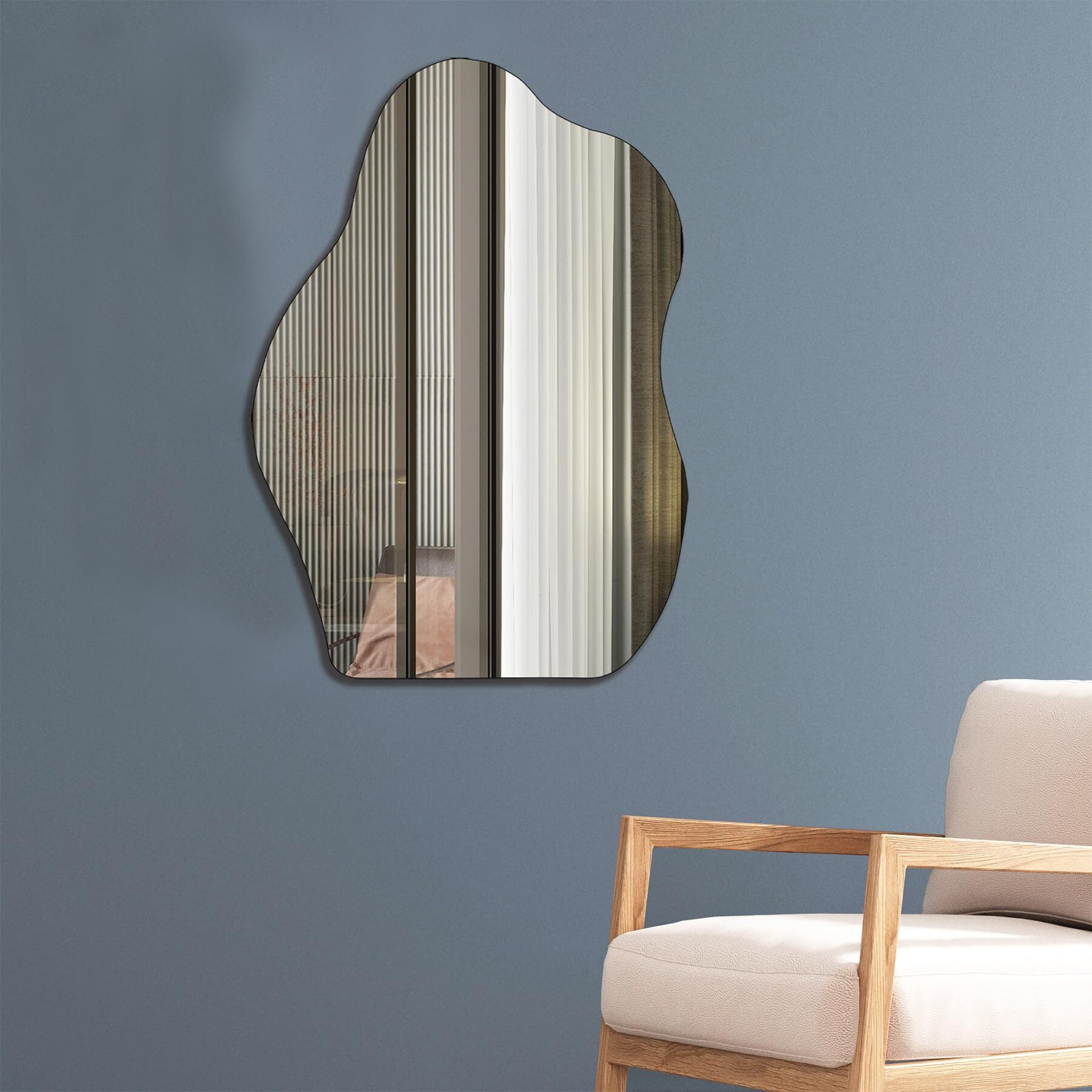 AnyRose Irregular Wall Mirror Asymmetrical Mirror Frameless Mirror for Bathroom Living Room Entryway Bedroom, 20" x 28"