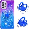 thumbnail image 2 of Clear Case for Samsung Galaxy A73 5G with Ring Kickstand, Girls Women Bling Gradient Quicksand Glitter Flowing Liquid Floating Case Cover for Samsung Galaxy A73 5G JB Purple Navy, 2 of 7