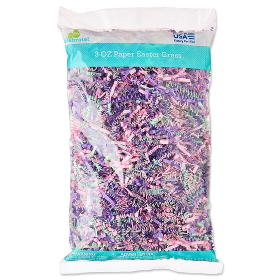 Paper Grass, Pink/Purple/Mint, 3 oz, Easter by Way To Celebrate