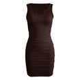 thumbnail image 4 of QHFBli Womens Sexy One Shoulder Ruched Bodycon Sleeveless Mini Club Party Short Dresses, 4 of 5
