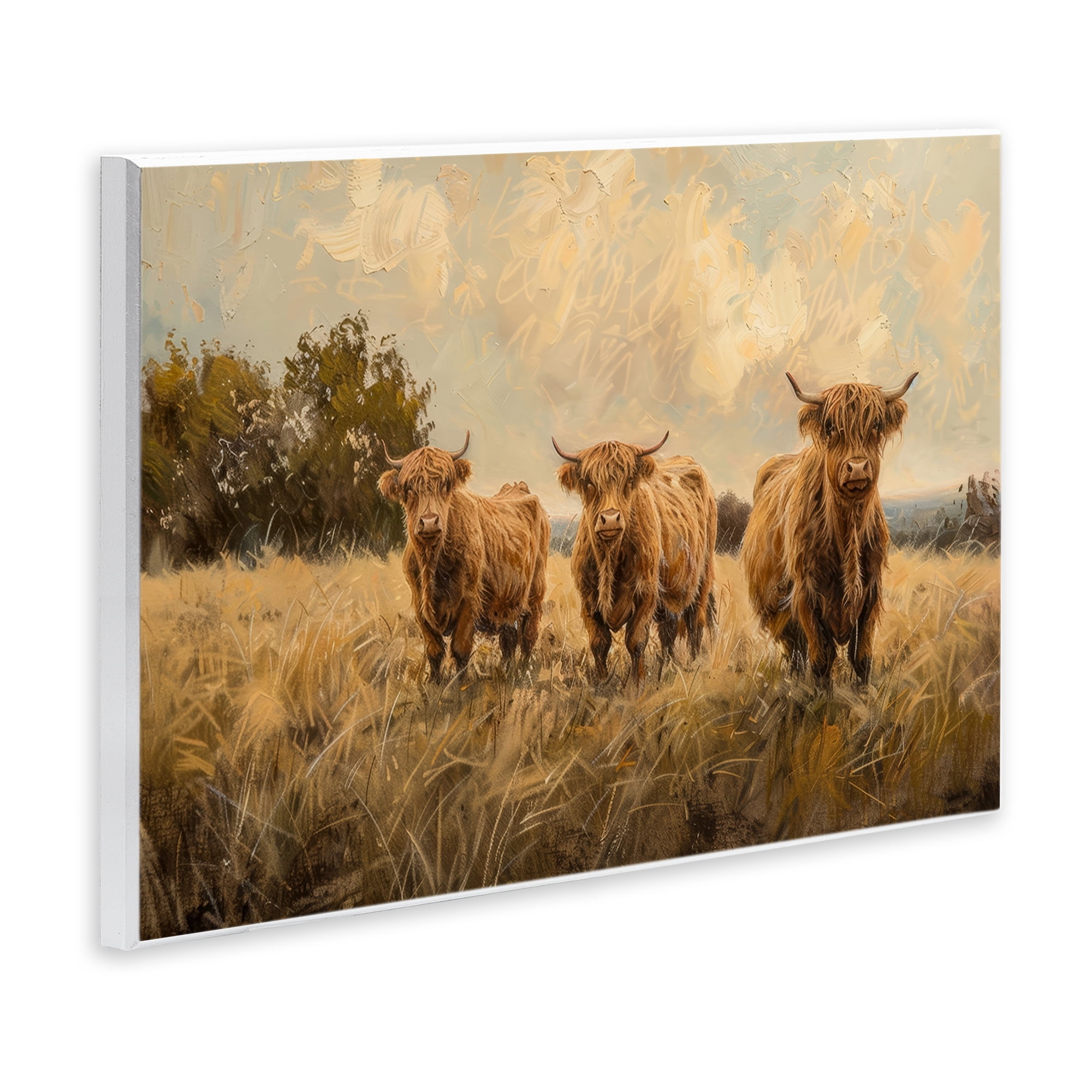 Stupell Industries Three's A Party Cattle Animals & Insects Painting Unframed Art Print Wall Art, 15 x 10