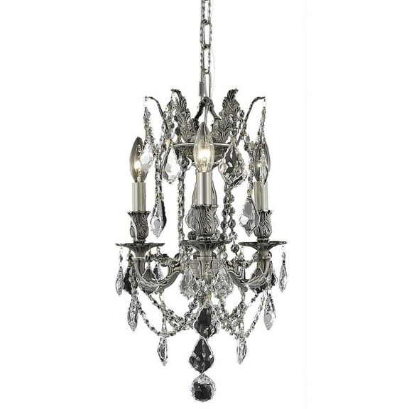 9203 Rosalia Collection Pendant D:13in H:18in Lt:3 Pewter Finish (Royal Cut Crystals)