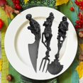 thumbnail image 2 of Black Regalo de Halloween, juegos de cubiertos esqueléticos, vajilla de Metal, tenedor, cuchara, cuchillo, cubiertos, vajilla, decoración para fiesta navideña, 2 of 5