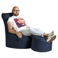 thumbnail image 2 of Gouchee Home Dotcom Brava – Pouf rond imperméable de couleur bleu foncé avec billes de polystyrène, fabriqué au Canada, élégant et léger, pour le salon ou la chambre à coucher., 2 of 6