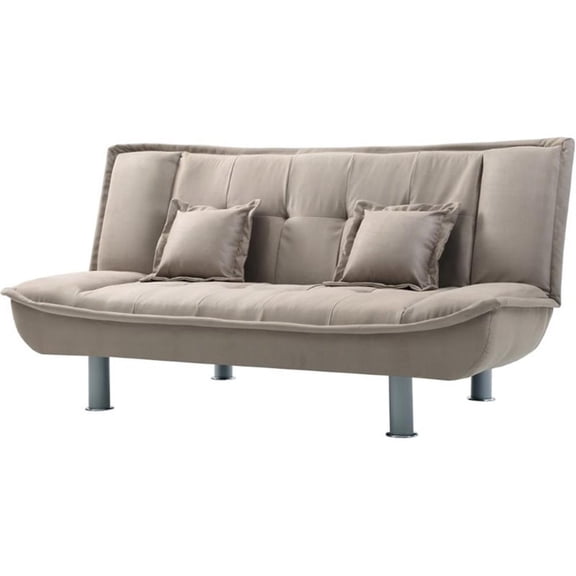 Pemberly Row Contemporary Microsuede Sleeper Sofa in Mocha Finish