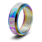 CritSuccess Rock Paper Scissors Lizard Spock Dice Ring Spinner (Size 7 - Stainless Steel - Rainbow)