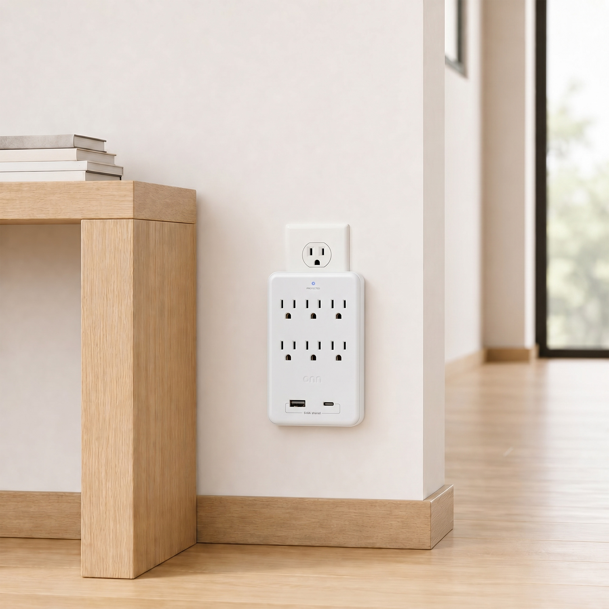 onn Surge Protector Wall Tap with 6 AC Outlets and USB Ports photo 2