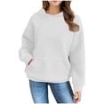 thumbnail image 5 of Bnwani Hoodies for Girls Crew Neck Long Sleeve Sweatshirt Plain Tops Pullover, 5 of 7