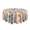 thumbnail image 5 of Pioneer Flower Floral Print Pattern Round Tablecloth 60"x60",Wrinkle Wipeable Table Cloth for Kitchen Dining Room Picnic Patio Party, 5 of 6