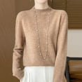 thumbnail image 2 of Alkepwun Women's Fashionable Casual Semi High Neck Solid Color Loose Base Knitted Sweater Round Neck Sweater, 2 of 3