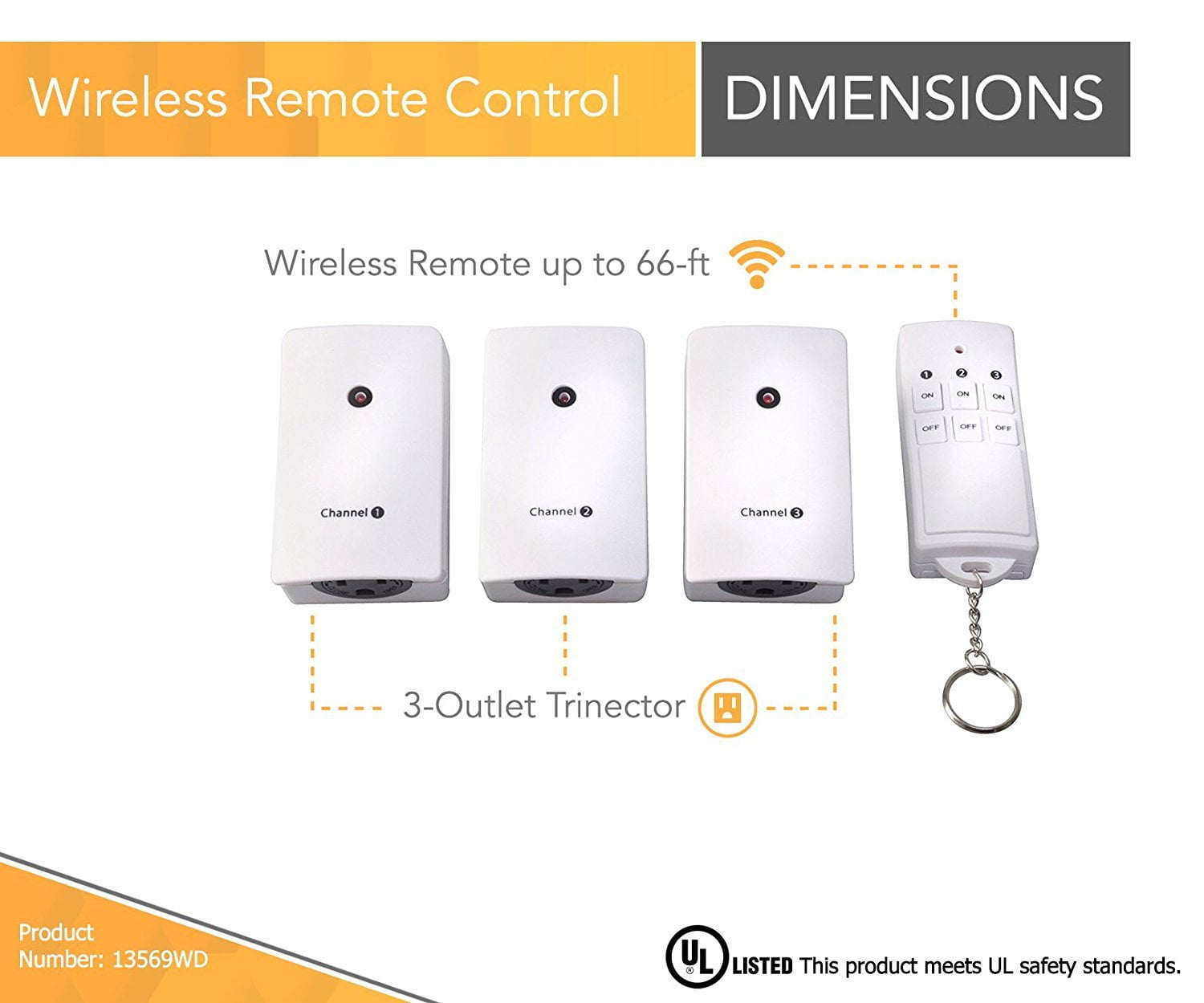 Wireless Indoor/Outdoor Remote Control with 3 Rev