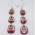 thumbnail image 2 of SilverStarJewel 925 Sterling Silver Sparkling Carnelian 3 Gemstone Unusual Earrings 2 3/8 Inches, 2 of 3