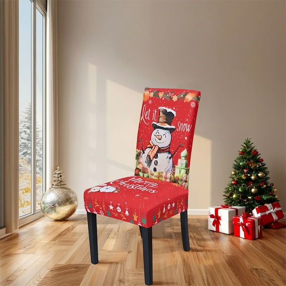 PRETXORVE Christmas Decorations, Christmas Elastic Chair Cover Removable Washable Dining Chair Covers Christmas Decoration Home Decoration Restaurant Chair Covers Suitable for Kitchen Hotel