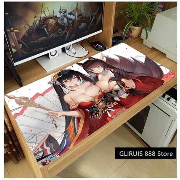 Alfombrilla de ratón gruesa de Anime Azur Lane Akagi Kaga Hiryu housshou Juno, tapete de ratones Gaming para portátil para teclado de mesa, tapete antideslizante, regalo LIUWENJING unisex