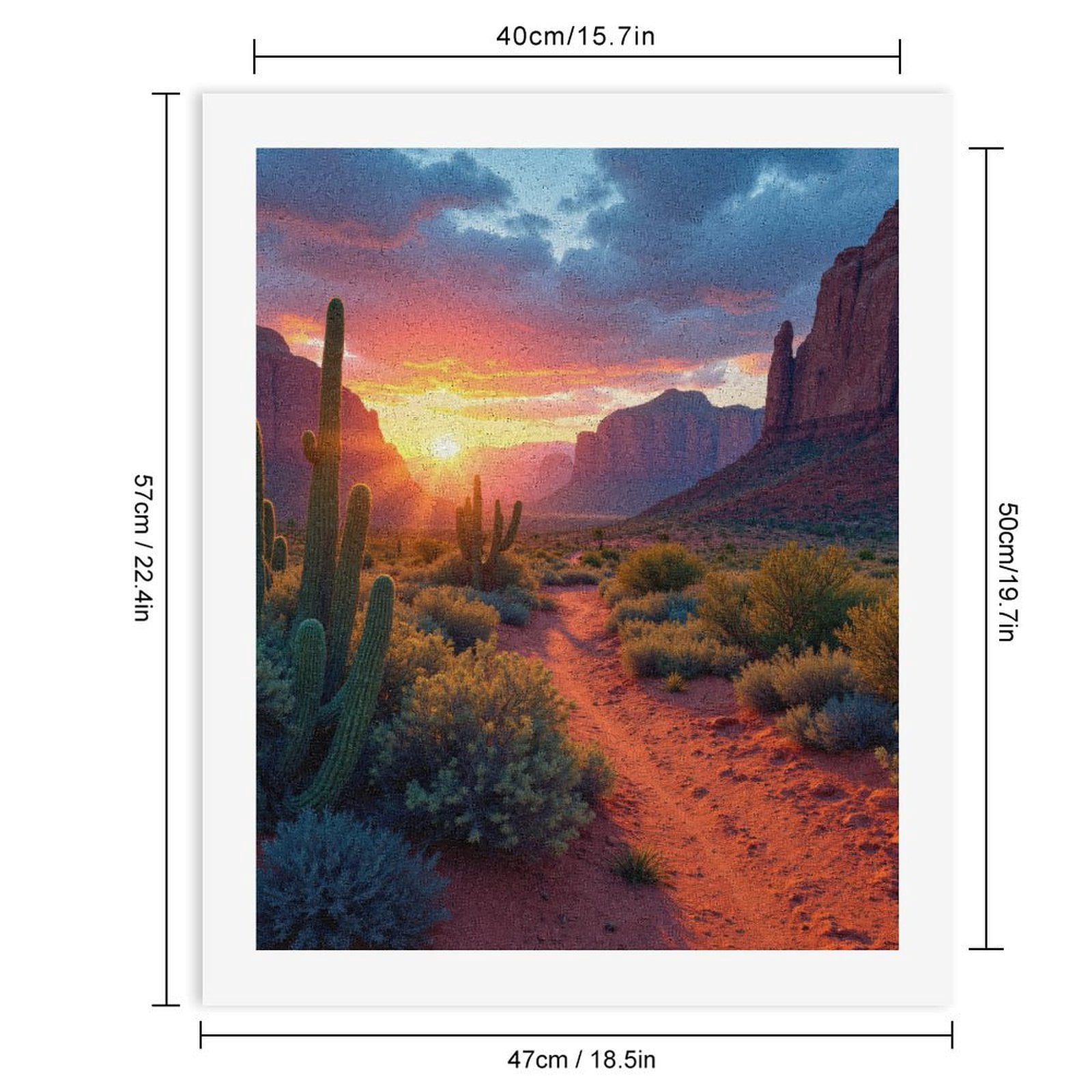 Paint By Numbers Kit for Adults Beginner - Desert Sunrise Cactus Trail Beauty DIY Canvas Painting Kits for Adults, Frameless Paint By Number for Adults for Home Wall Decor 16x20 Inch