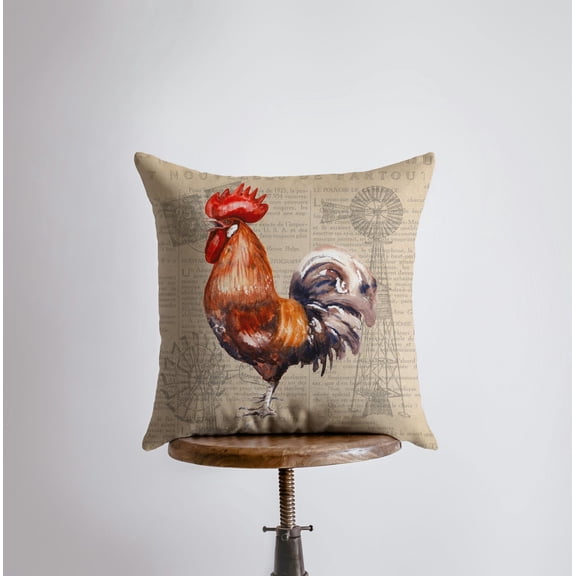 Red Rooster | Looking Left | Farmhouse Style | Pillow Cover | Farmhouse Modern Decor | Throw Pillow | Pillow | Rooster | Farm House Decor
