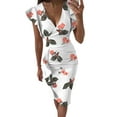 thumbnail image 3 of Dresses for Women Summer Wedding Guest Sleeveless Print Maxi Multicolor Print V-Neck Pleated Slit Dress, 3 of 5