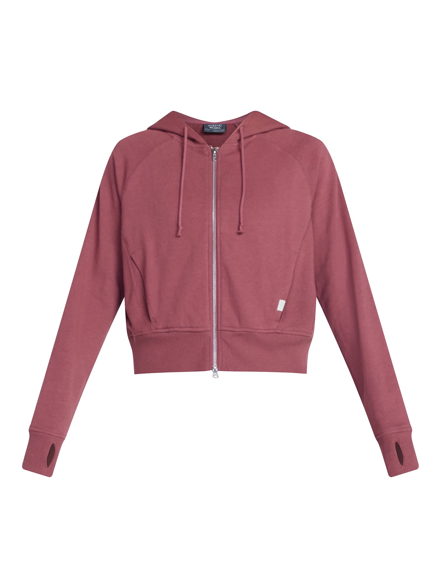 Athletic Works Women's Mineral Wash French Terry Cropped Zip Hoodie, Size XS-XXXL