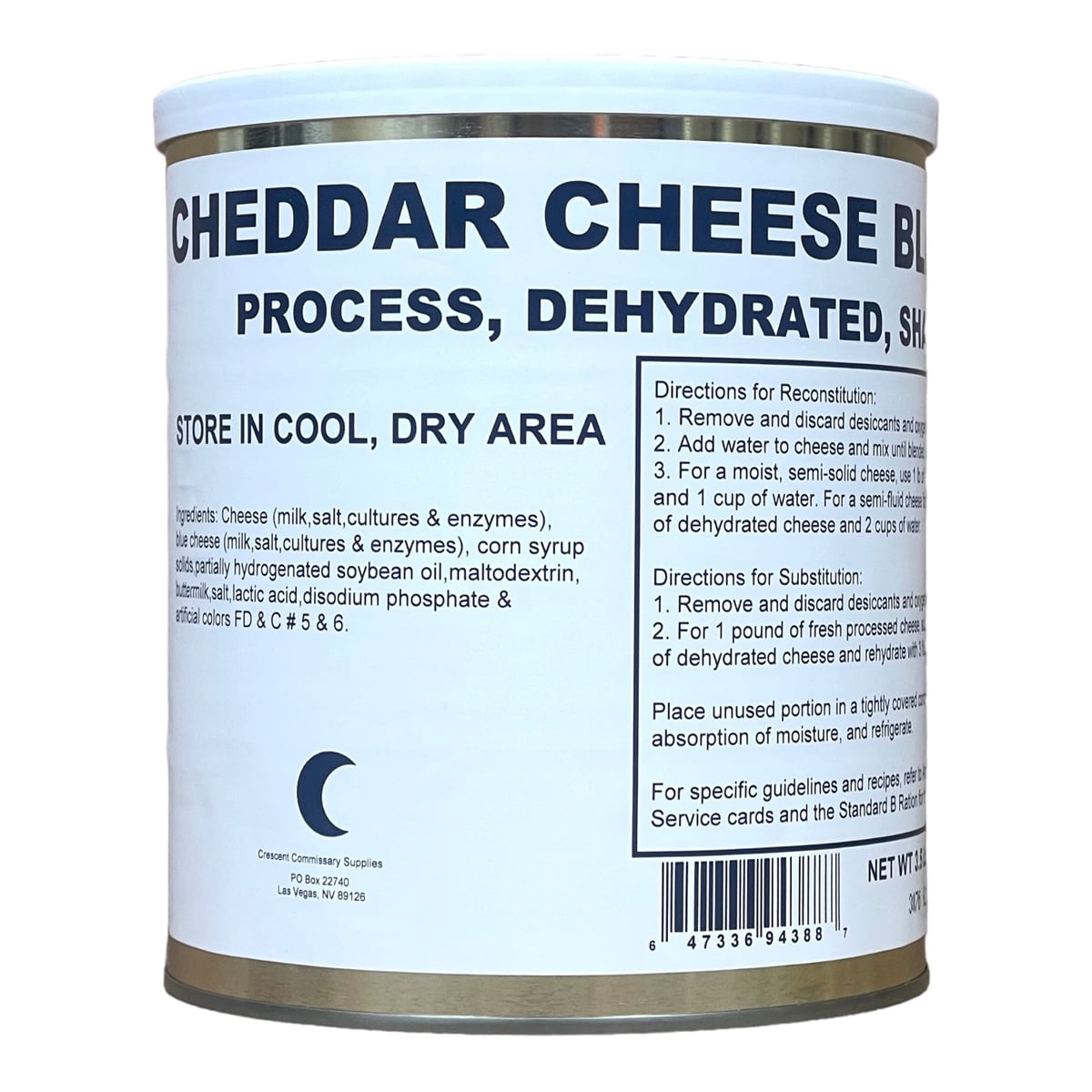 Military Surplus Dehydrated Powdered Cheddar Cheese Blend with 25+ Years Long Shelf Life | Emergency Survival Food for Camping, Hiking, Backpacking |  #10 Can - 1 Can ✅
