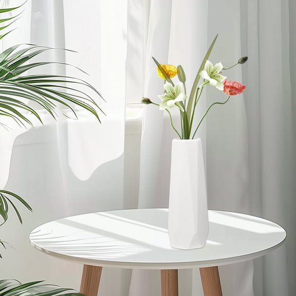 Flower Vase for Home Decor, Geometric Decor Vase, Flower Vase, Plastic Imitation Glazed Vase Fits for Fireplace Bedroom Kitchen Living Room Centerpieces Desk