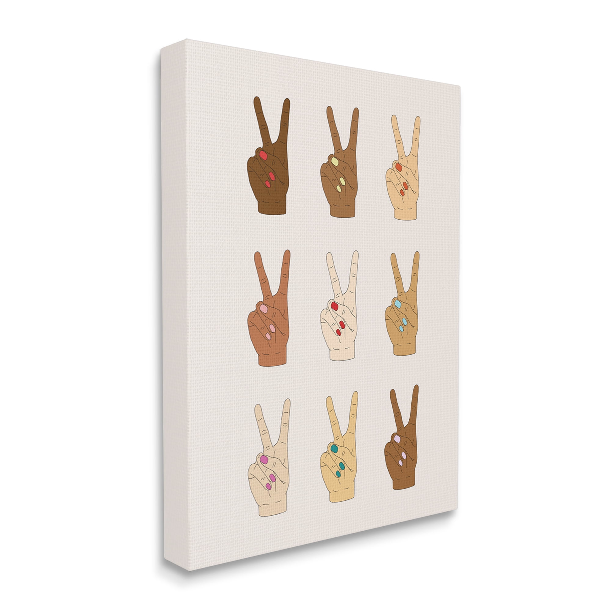 Stupell Industries Diversity Inclusion Hand Peace Sign Painted Nails,36 x 48, Design by JJ Design House LLC