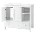 thumbnail image 5 of Without Basin White MDF spray paint double door double drawer with decorative strips bathroom cabinet 91*46*82cm, 5 of 14