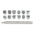 thumbnail image 3 of 12Pcs Estampage Poinçon Outil Tang Dynastie Fleur Conception DIY Maroquinerie 1Pc Poignée, 3 of 14