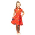 thumbnail image 4 of Baby Girl Casual Dress Collared Button Down Kids Summer Party Sleeveless Dresses in Galaxy Red, Size 7-8, 4 of 6