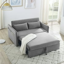 ARCTICSCORPION Modern Velvet Convertible Sleeper Sofa with Pillows, Gray