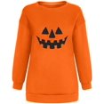thumbnail image 3 of Chandails en Molleton Visage de Citrouille d'Halloween pour Femmes Manches Longues Surdimensionnées Col Rond Orange Pull Tops, 3 of 7