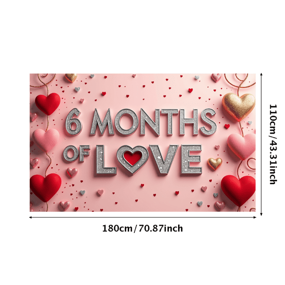 LUUFILx 6 Months of Love Romantic Banner Backdrop Background for Anniversary Party Supplies Valentine's Day Decorations Photography Props